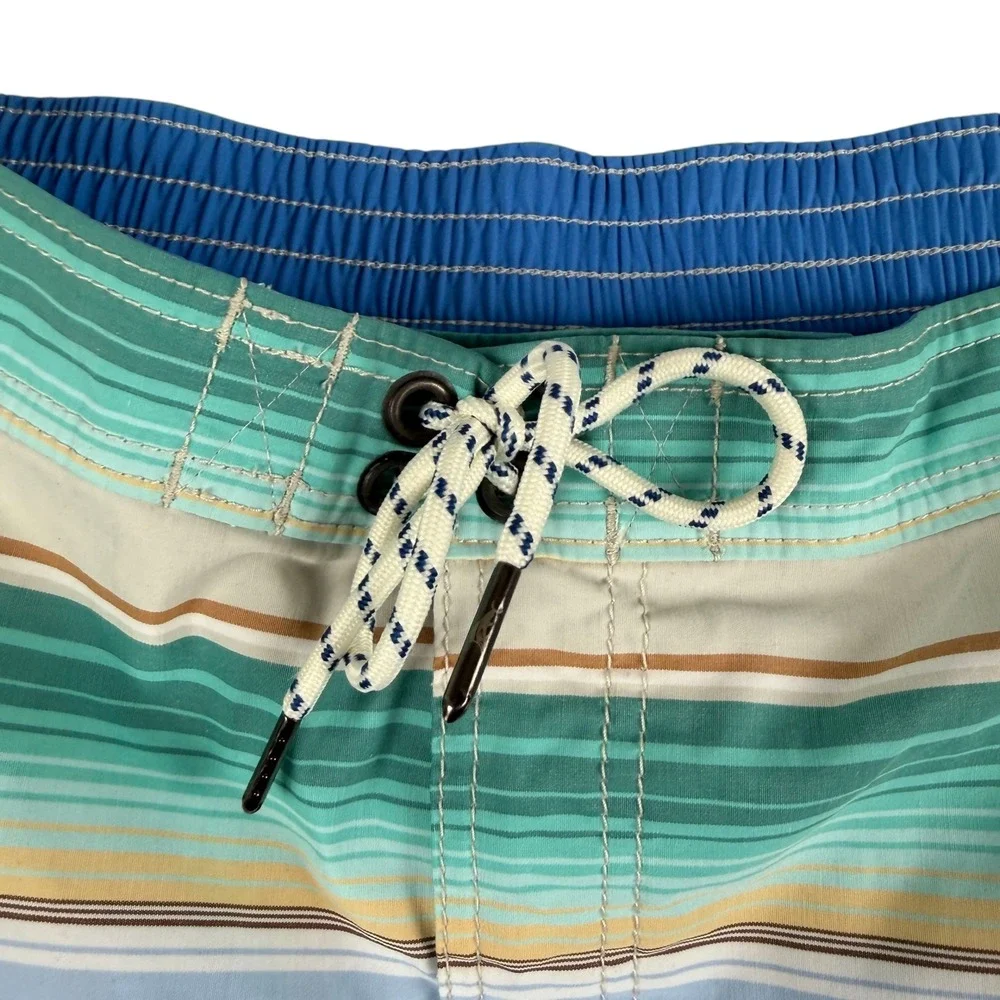 Tommy Bahama Relax Swim Trunks Mens L Multicolor Striped Drawstring Board Shorts
